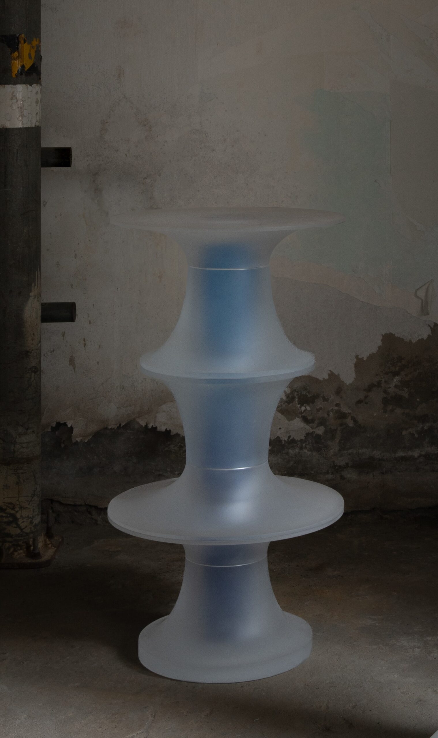 Decorative Small Totem in Light Blue Resin by Saerom Yoon 2