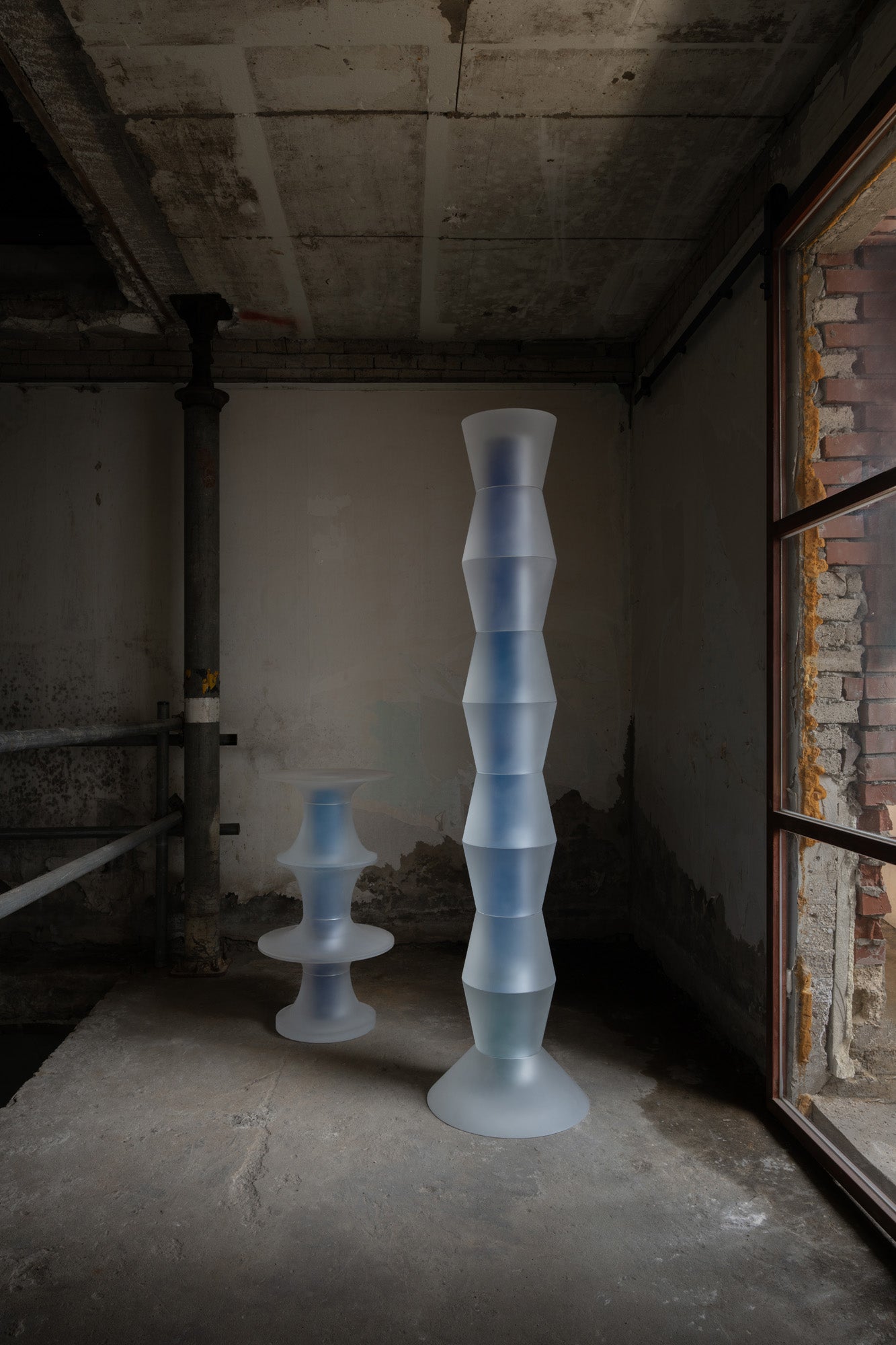 Decorative Tall Totem in Light Blue Resin by Saerom Yoon 5