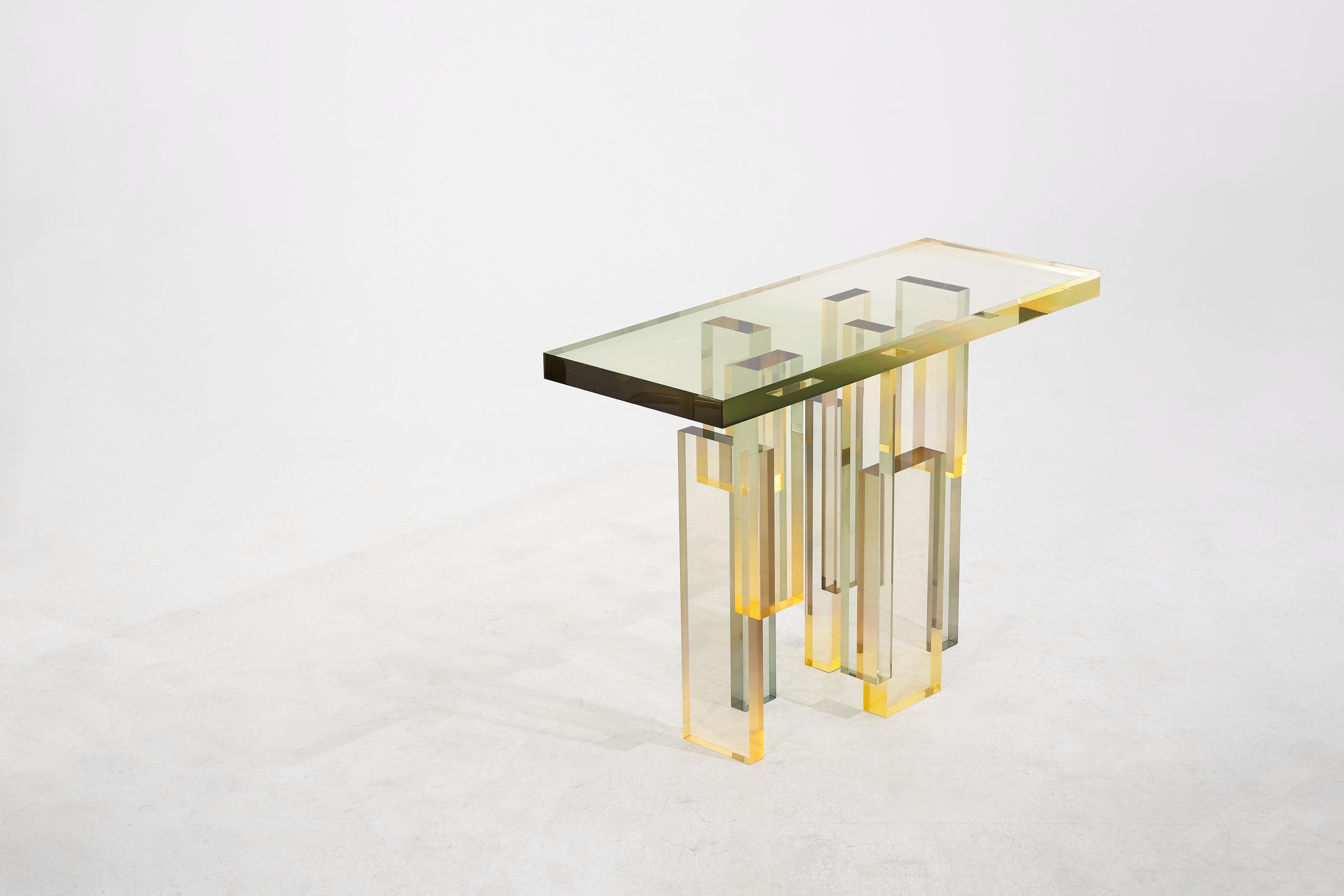 Green Amber Gradient Crystal Contemporary Console Table 02 by Saerom Yoon 2