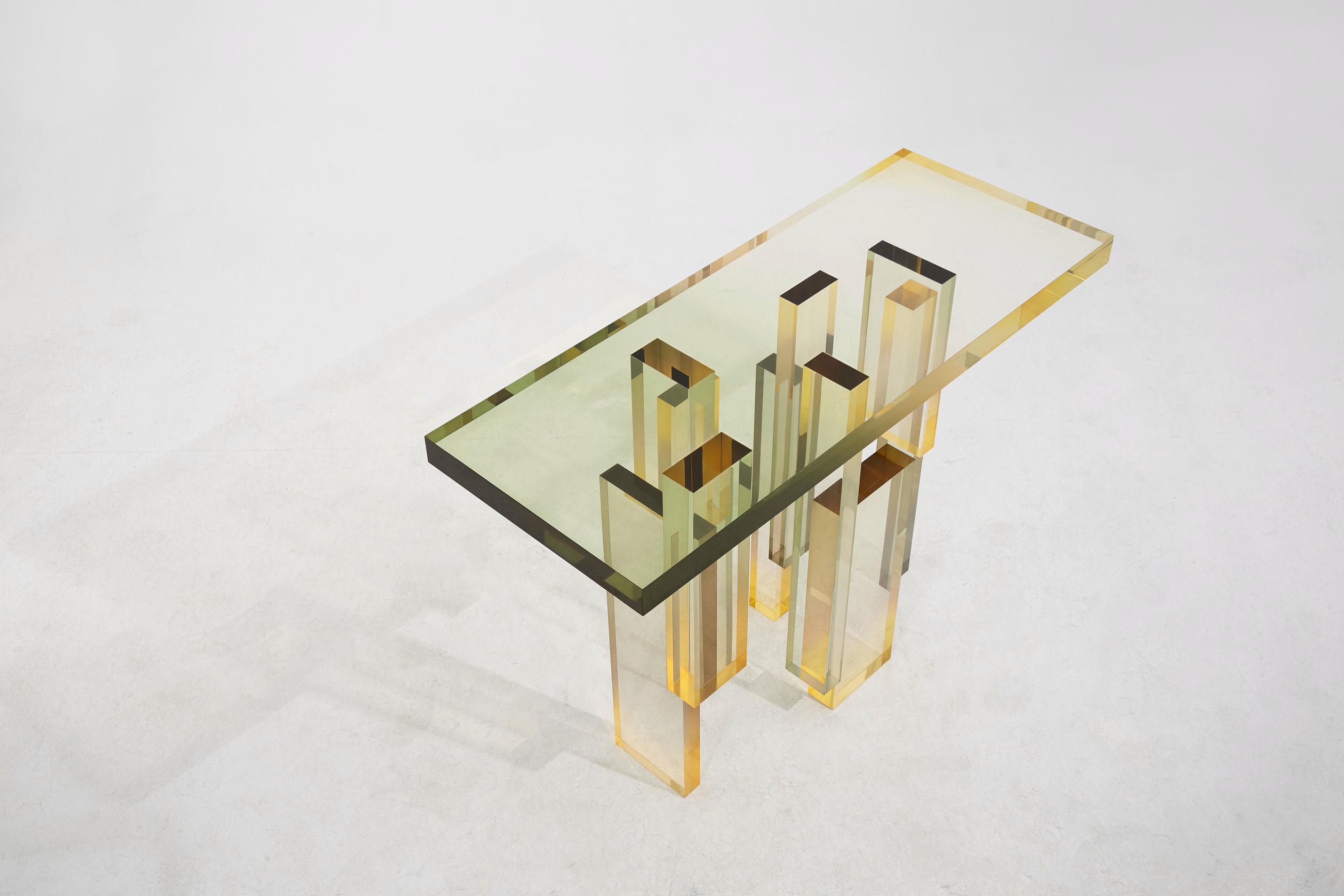 Green Amber Gradient Crystal Contemporary Console Table 02 by Saerom Yoon 3