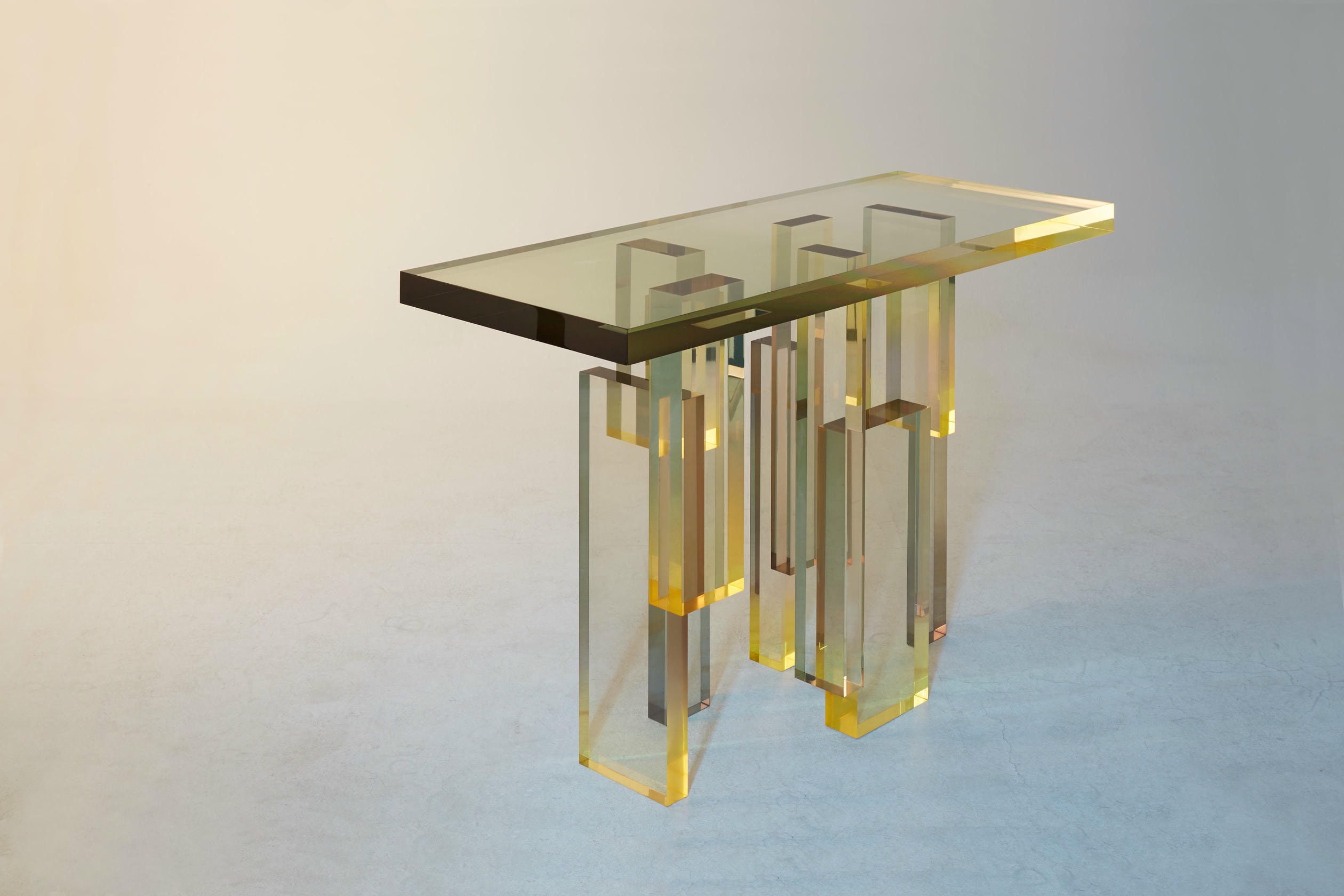 Green Amber Gradient Crystal Contemporary Console Table 02 by Saerom Yoon 7