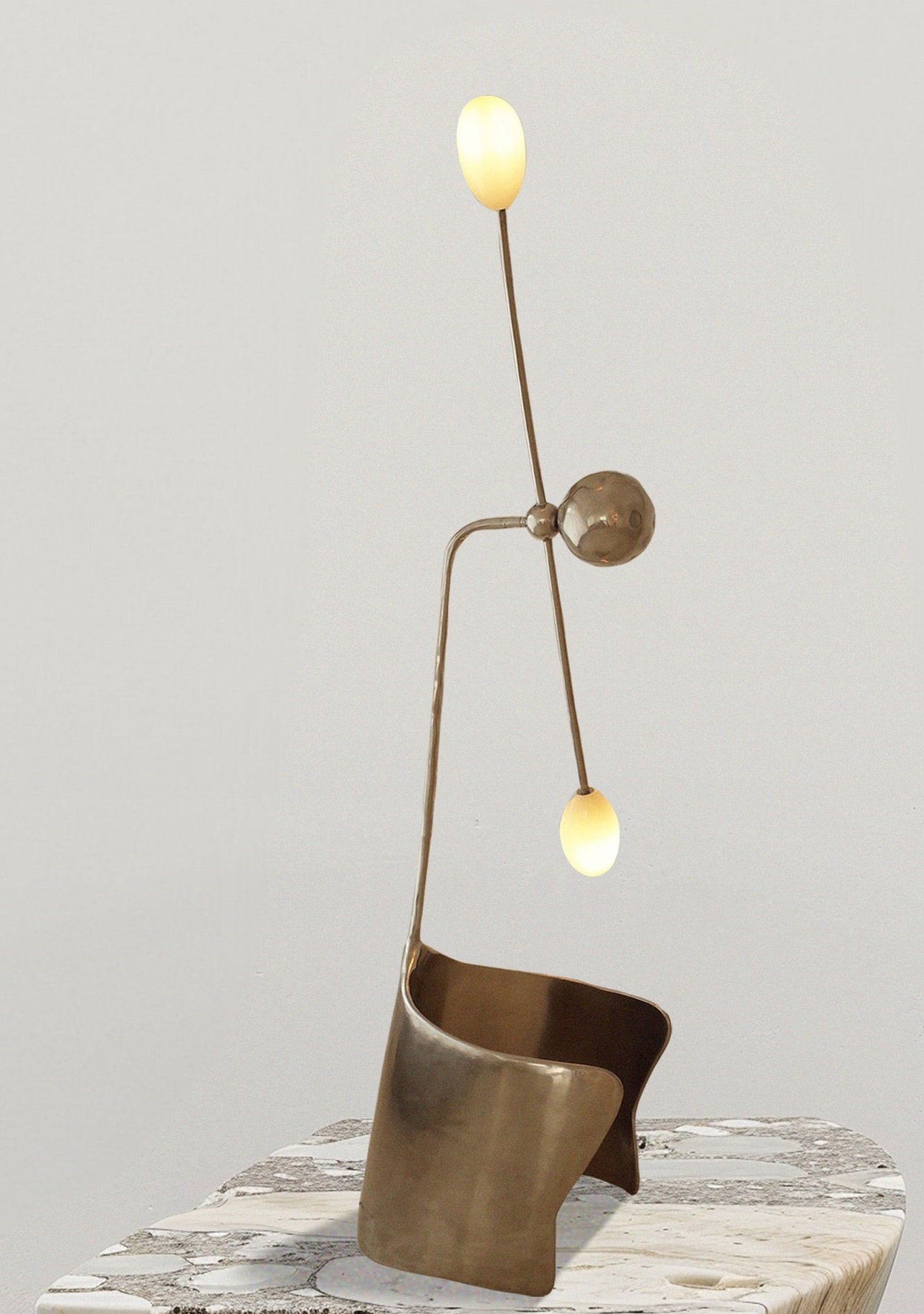 Moulin Table Lamp In Inox Stainless Steel by Atelier Ellery 2