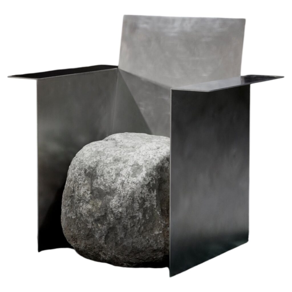 Proportions Of Stone Armchair in Stainless Steel & Natural Stone by Lee Sisan 1