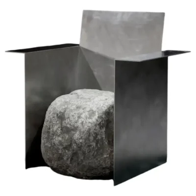 Proportions Of Stone Armchair in Stainless Steel & Natural Stone by Lee Sisan