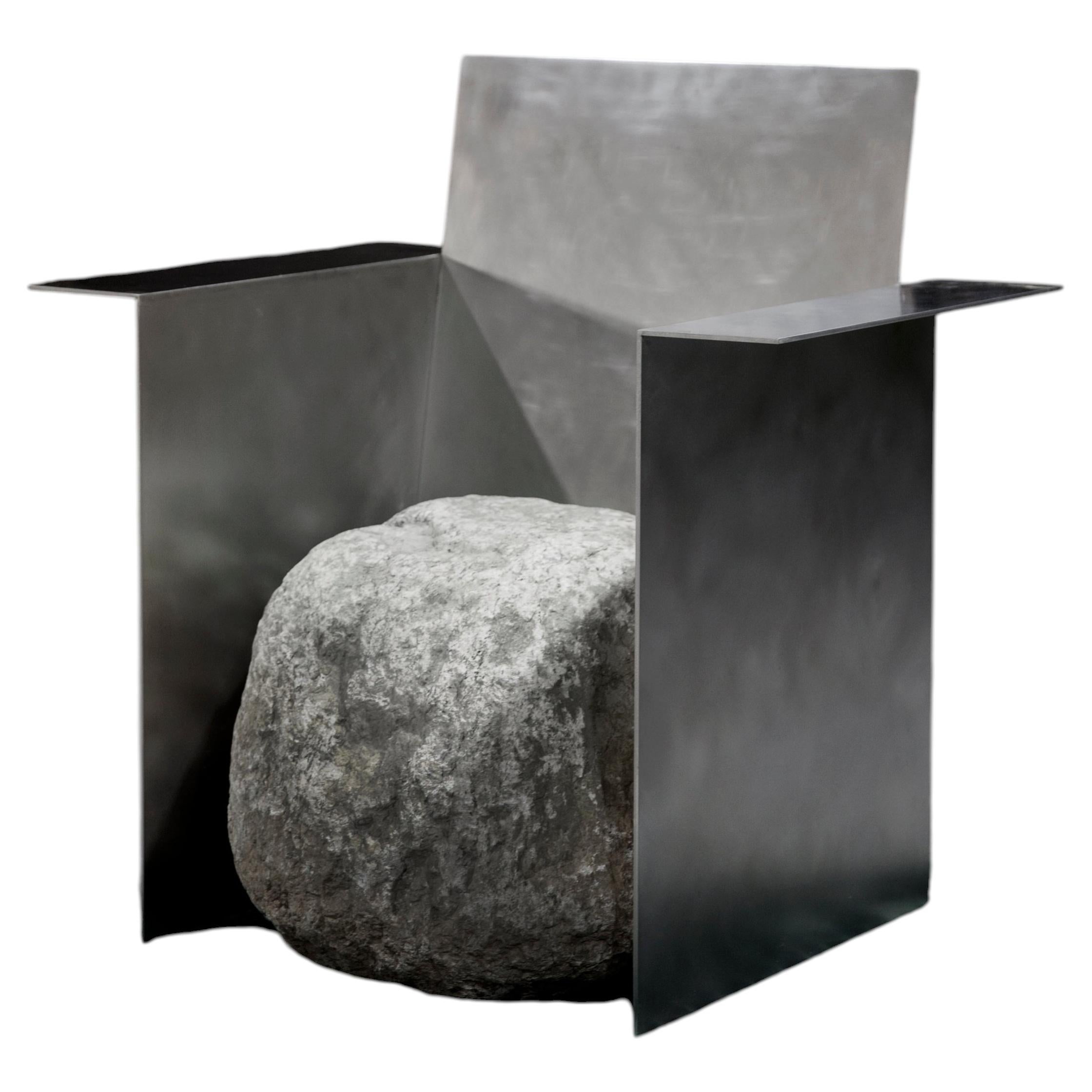 Proportions Of Stone Armchair in Stainless Steel & Natural Stone by Lee Sisan 1