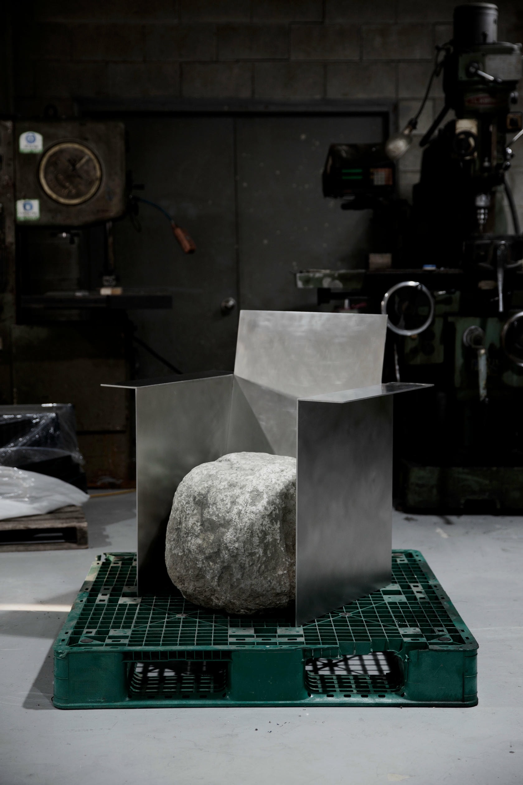 Proportions Of Stone Armchair in Stainless Steel & Natural Stone by Lee Sisan 2