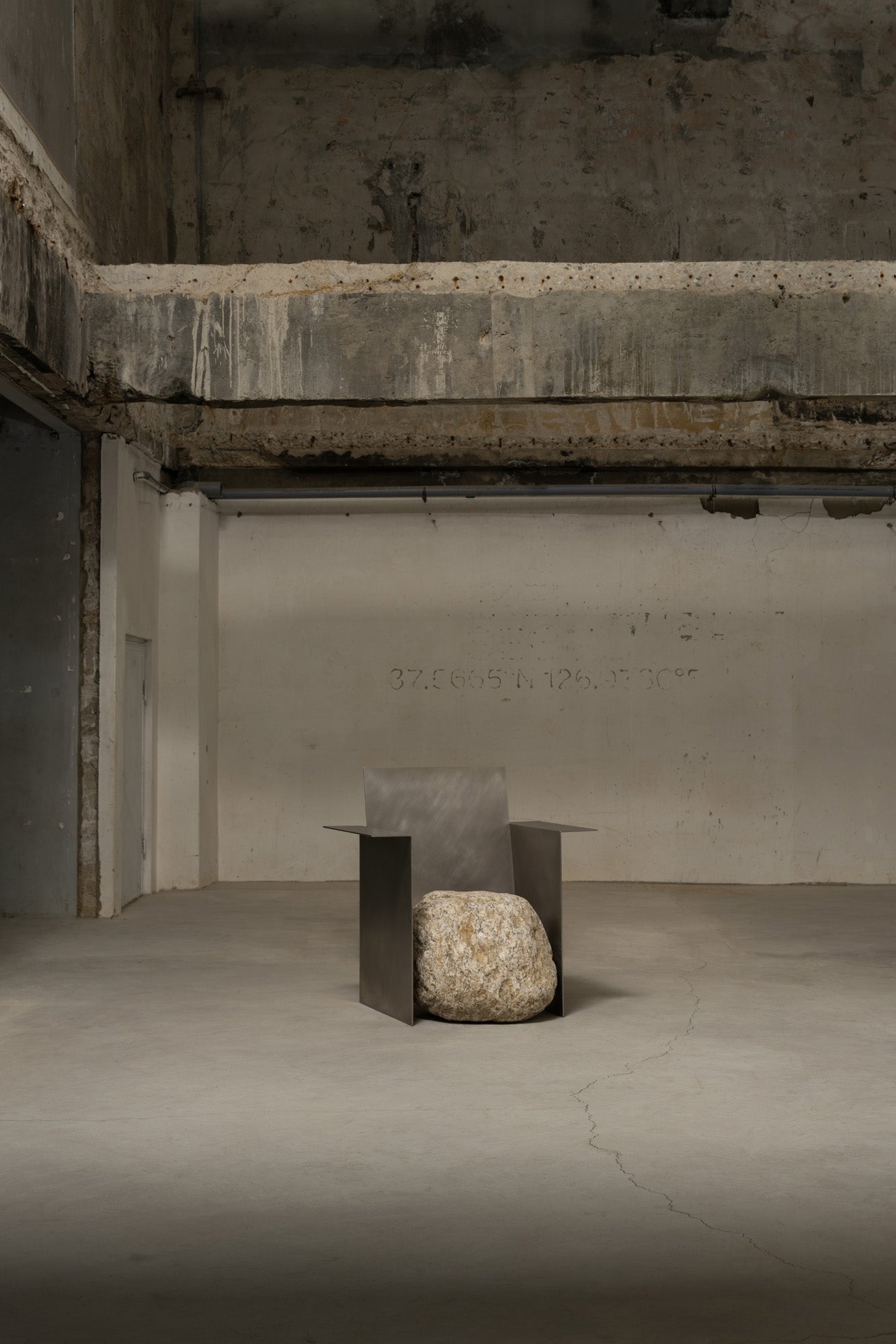 Proportions Of Stone Armchair in Stainless Steel & Natural Stone by Lee Sisan 3
