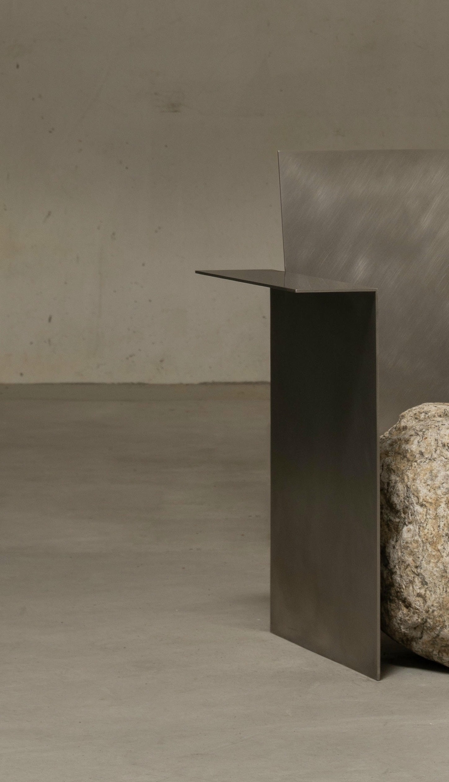 Proportions Of Stone Armchair in Stainless Steel & Natural Stone by Lee Sisan 5