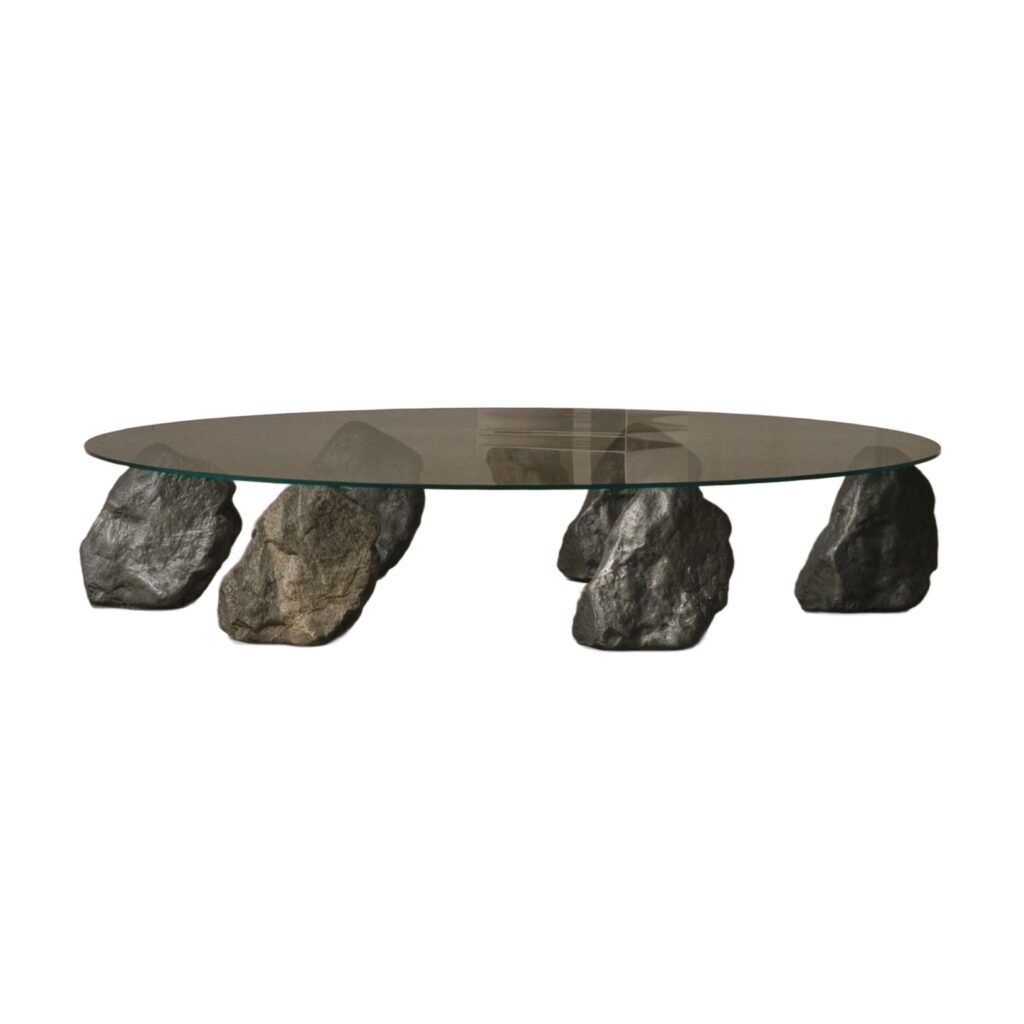 Proportions Of Stone Low Table in Natural Stone, Glass & Aluminum by Lee Sisan 1