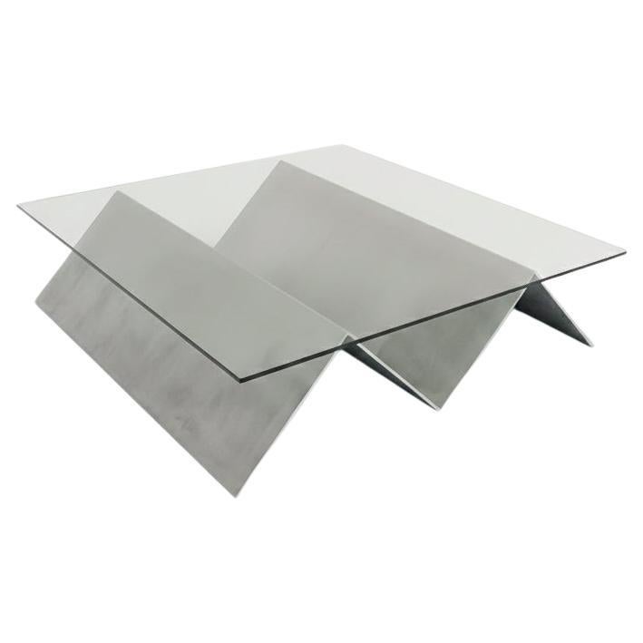 S2 Coffee Table in Brushed Aluminium by Giotto Pagani 6