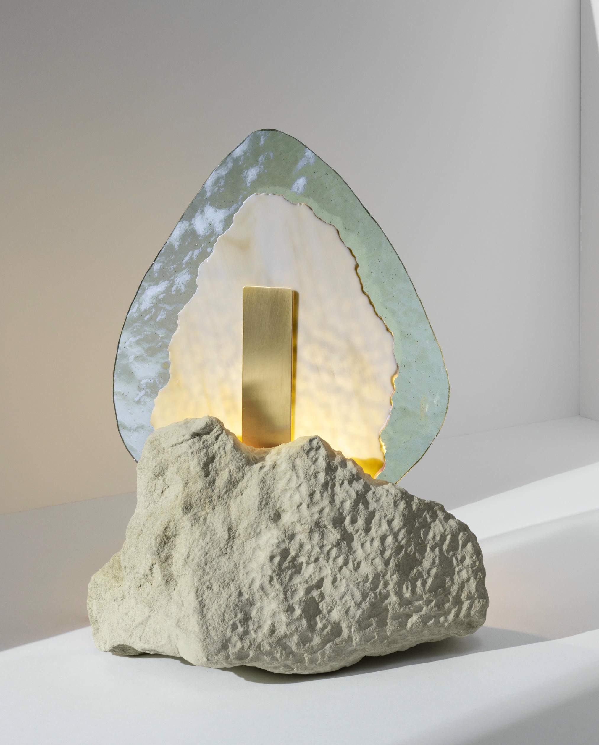 Teardrop Shaped Soft Blue Glass Light Sculpture by Marie Jeunet x Audrey Guimard 2