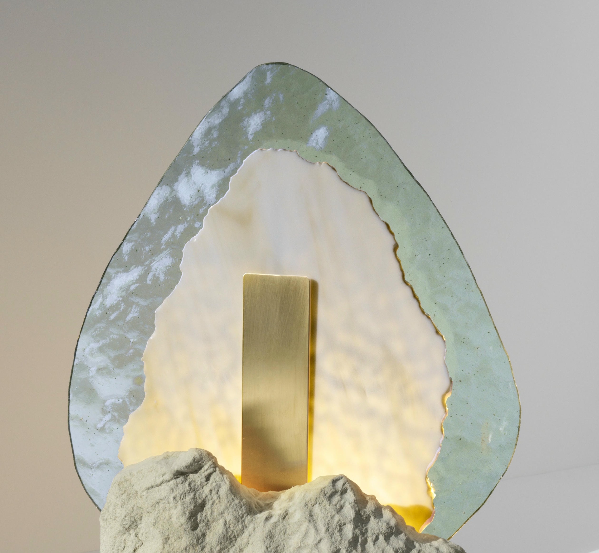 Teardrop Shaped Soft Blue Glass Light Sculpture by Marie Jeunet x Audrey Guimard 3