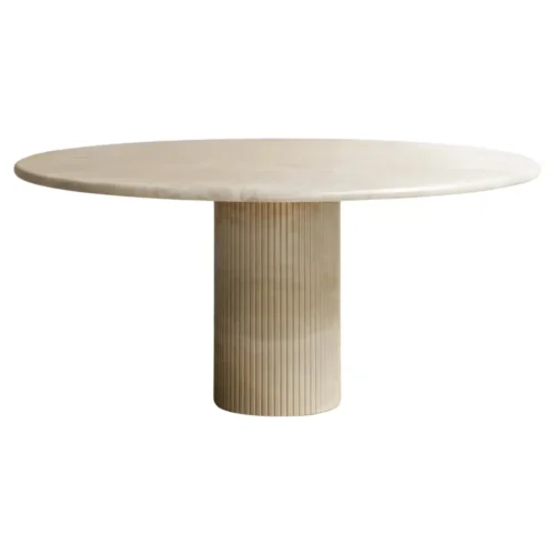 Time Table II Round Dining Table in Bianco Onyx by Paloma Editions 1.webp