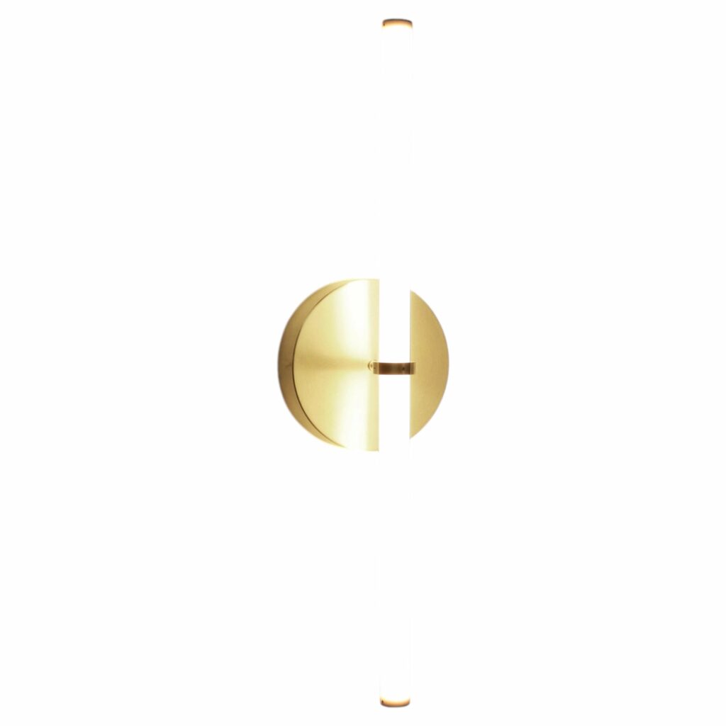 Light Object 014 Wall with 1 Light Tube in Brass by Naama Hofman 1