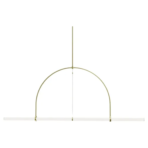 Light Object 015 Arc Pendant with 2 Light Tubes in Brass by Naama Hofman 1