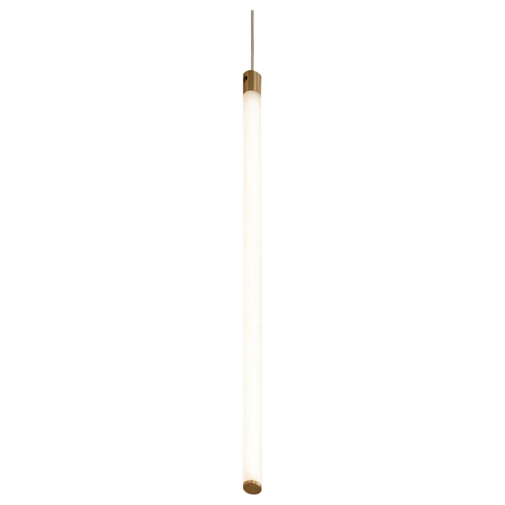 Light Object 017 Pendant with 1 Light Tube in Brass by Naama Hofman 1