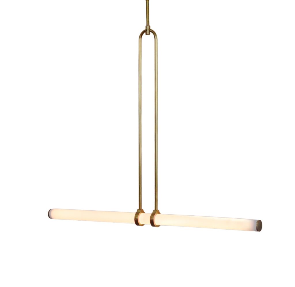 Light Object 018 Pendant with 1 Light Tube in Brass by Naama Hofman 1