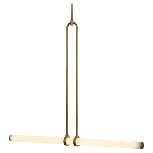 Light Object 018 Pendant with 1 Light Tube in Brass by Naama Hofman 1