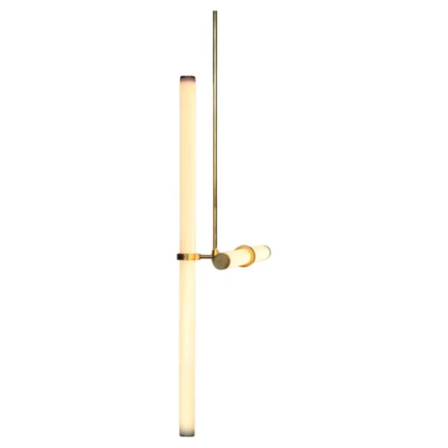 Light Object 019 Pendant with 2 Light Tubes in Brass by Naama Hofman 1