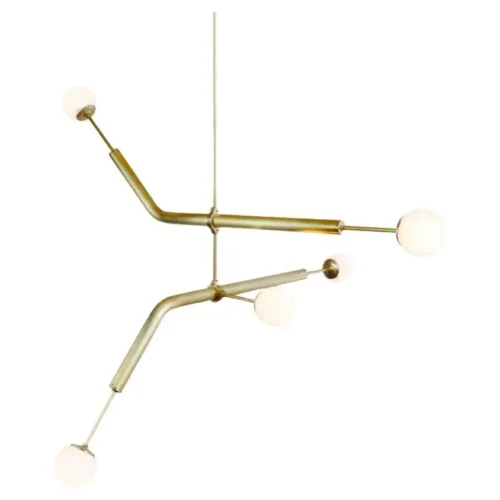 Light Object 020.3 Pendant with 5 Lights in Brass by Naama Hofman 1