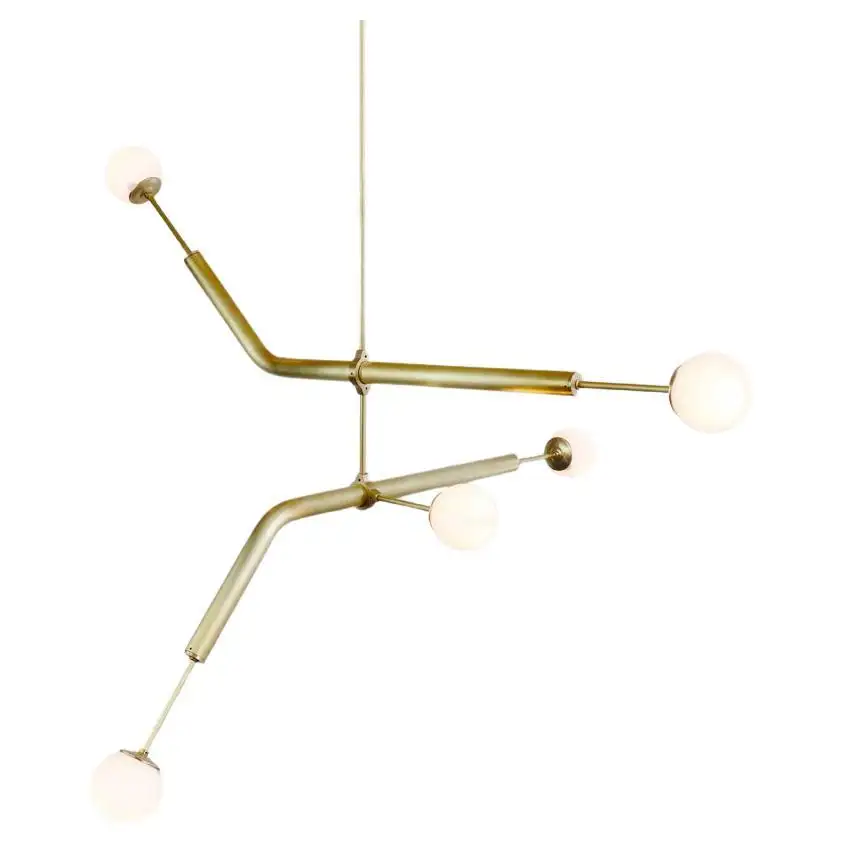 Light Object 020.3 Pendant with 5 Lights in Brass by Naama Hofman 1
