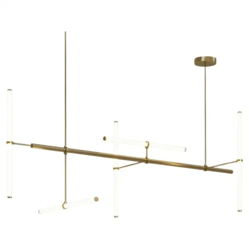 Light Object 023 Pendant with 5 Light Tubes in Brass by Naama Hofman 1