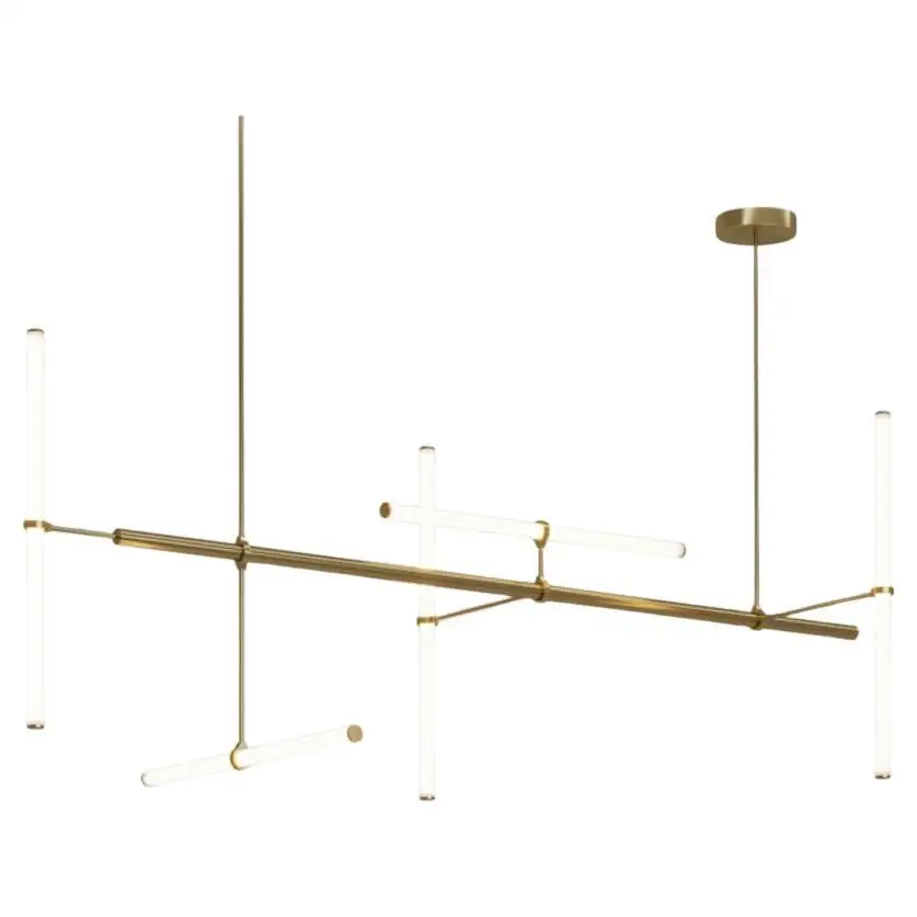 Light Object 023 Pendant with 5 Light Tubes in Brass by Naama Hofman 1