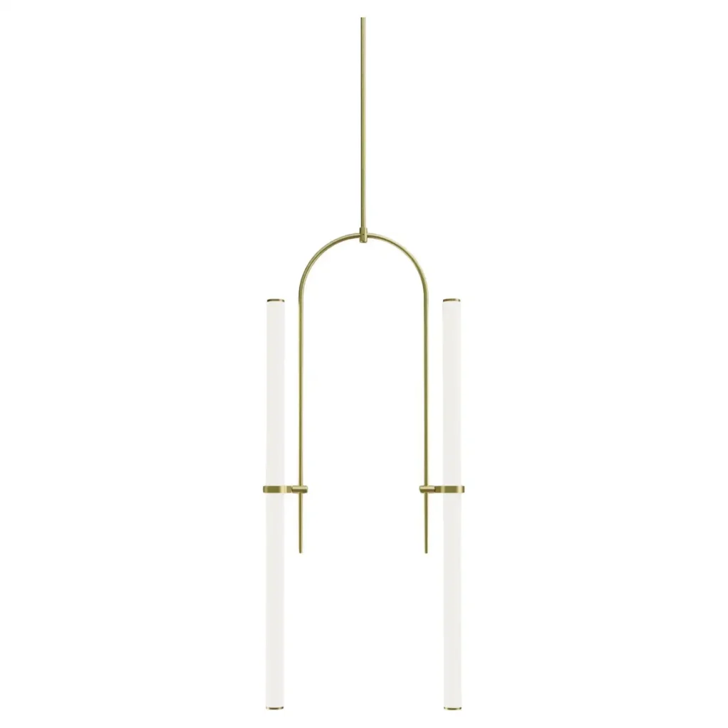 Light Object 024 Pendant with 2 Light Tubes in Brass by Naama Hofman 1