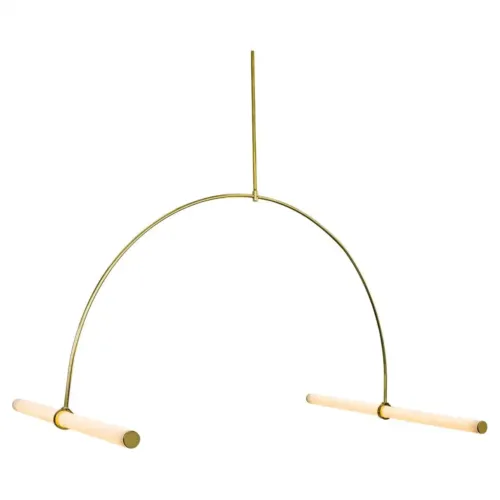 Tube Pendant 01 with 2 Light Tubes in Brass by Naama Hofman 1