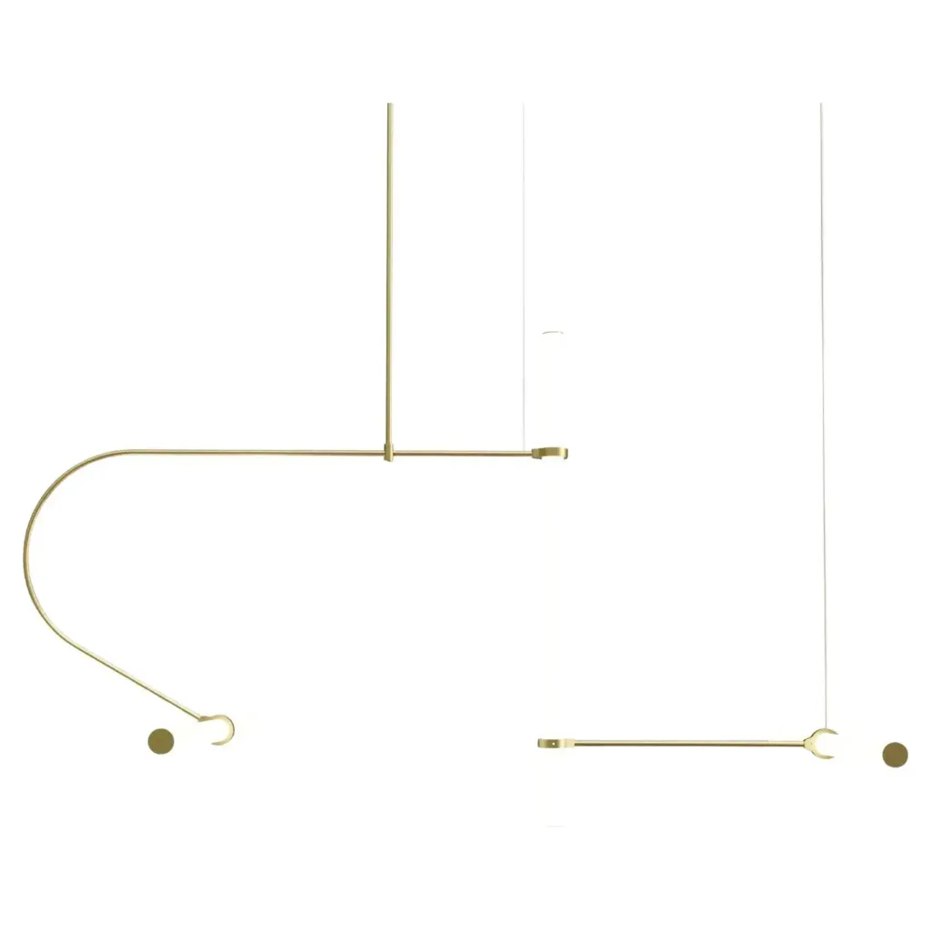 Tube Pendant 02 with 3 Light Tubes in Brass by Naama Hofman 1
