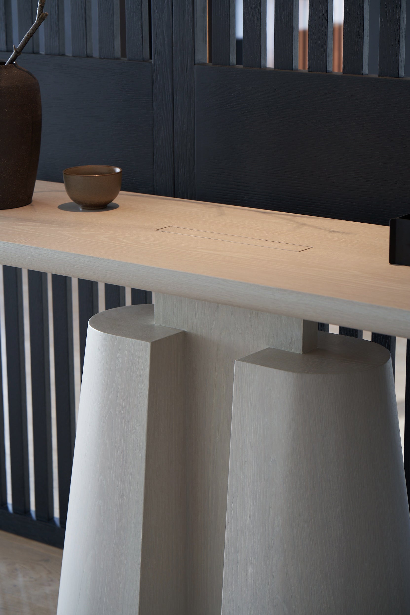 Achilles Console Table in Bleached Oak by OZA Design 6