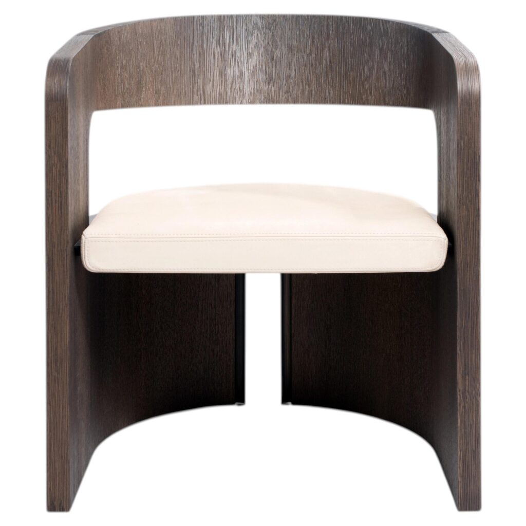 Aeneas Lounge Chair in Stained Oak Patinated Bronze Leather by OZA Design 1