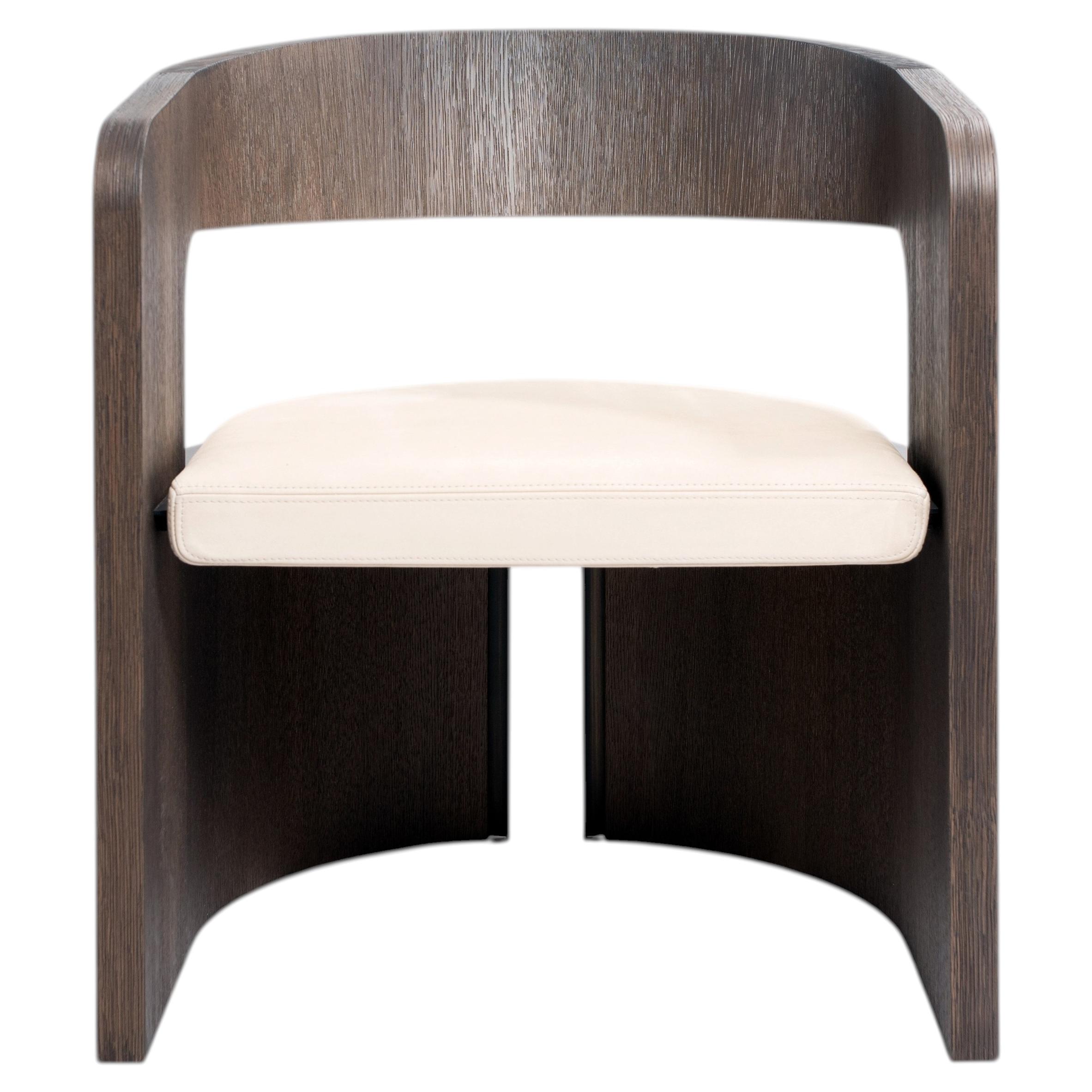 Aeneas Lounge Chair in Stained Oak Patinated Bronze Leather by OZA Design 1