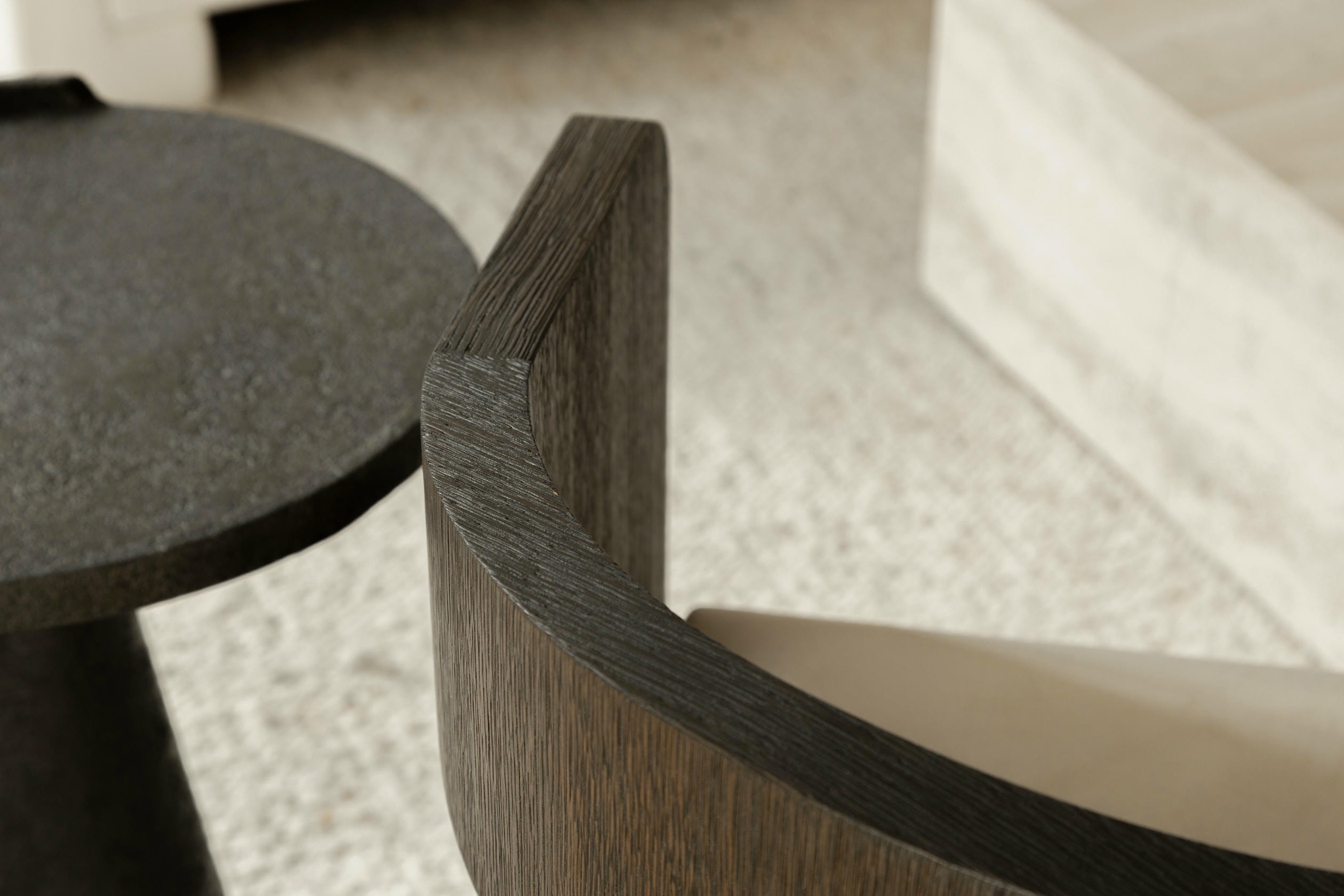 Aeneas Lounge Chair in Stained Oak Patinated Bronze Leather by OZA Design 11