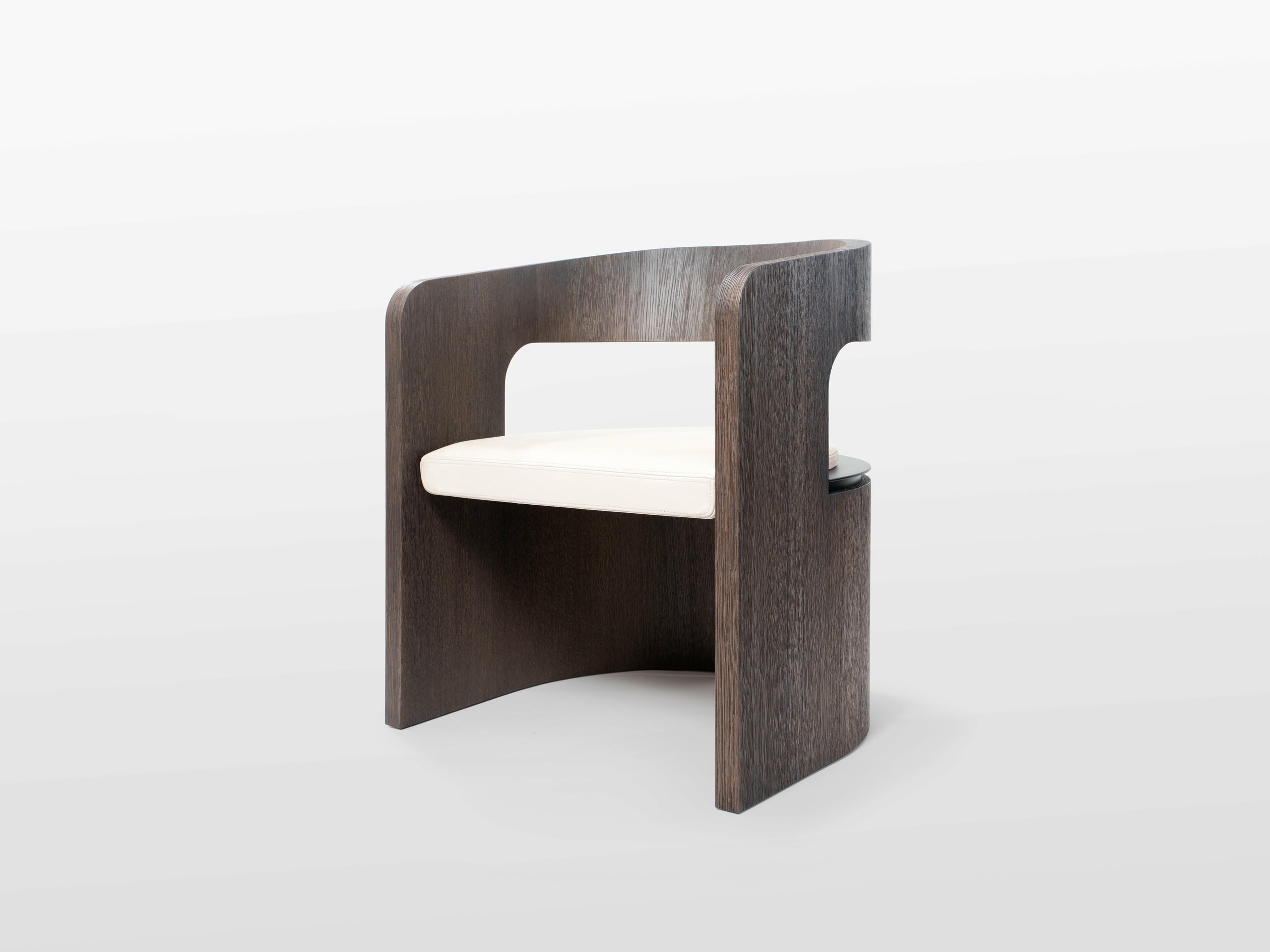 Aeneas Lounge Chair in Stained Oak Patinated Bronze Leather by OZA Design 2