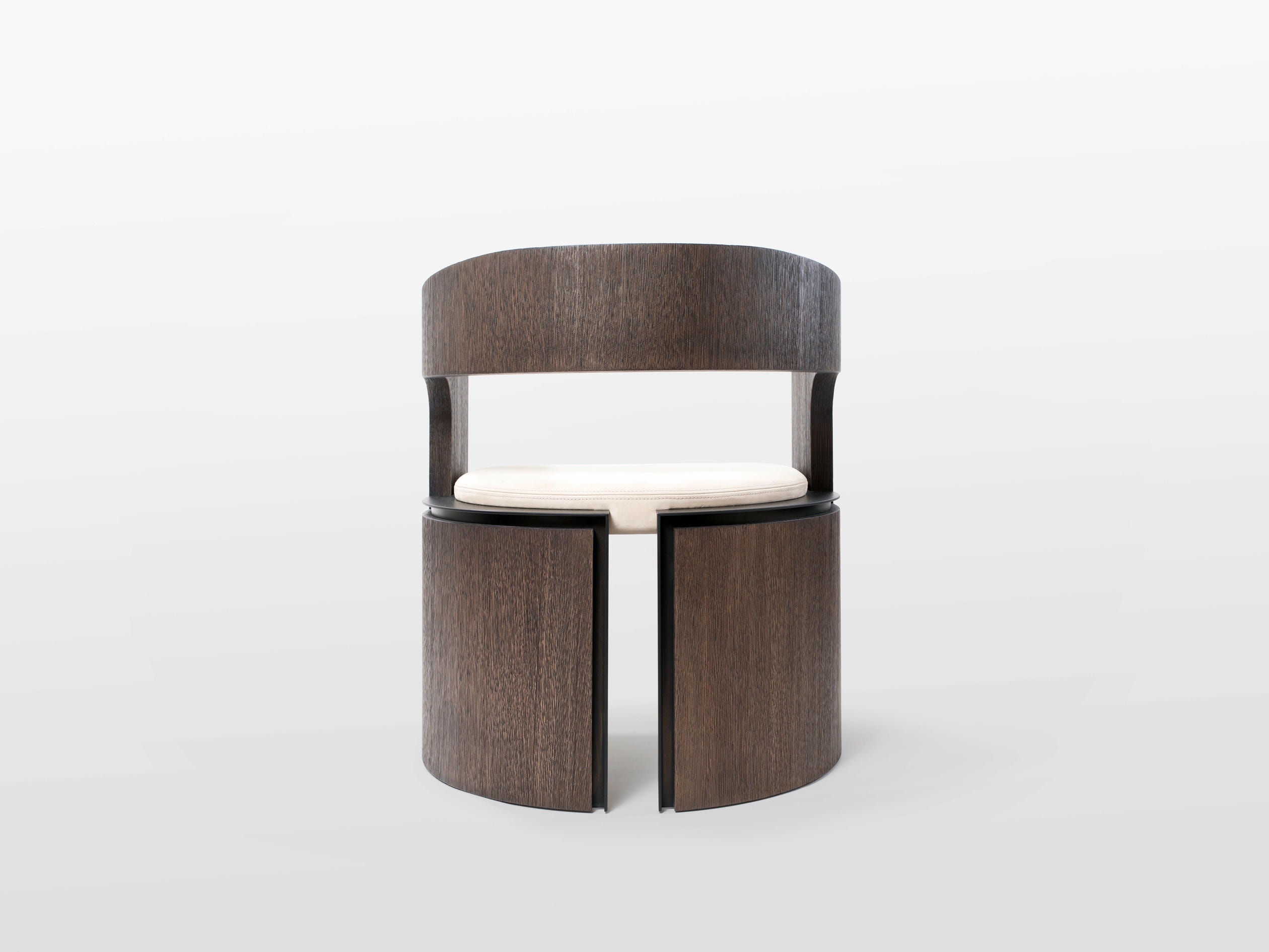 Aeneas Lounge Chair in Stained Oak Patinated Bronze Leather by OZA Design 4