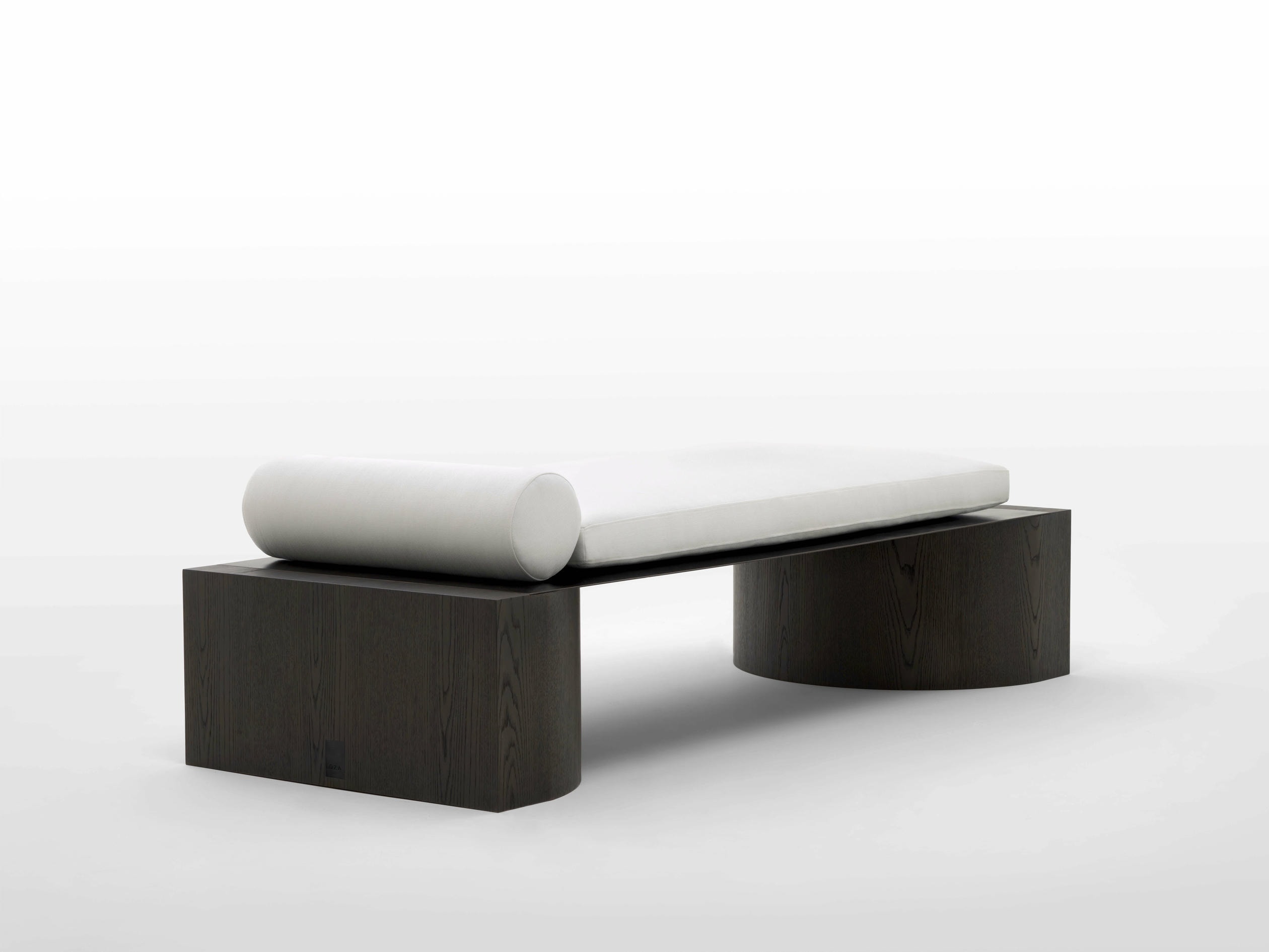 Athena Daybed in Mid Brown Stained Oak Raw Iron Linen Fabric by OZA Design 2
