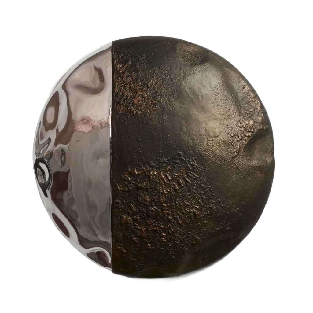 Couplet I Unique Round Wall Mirror in Plated Cast Aluminum by Studio Ayse Demir 1