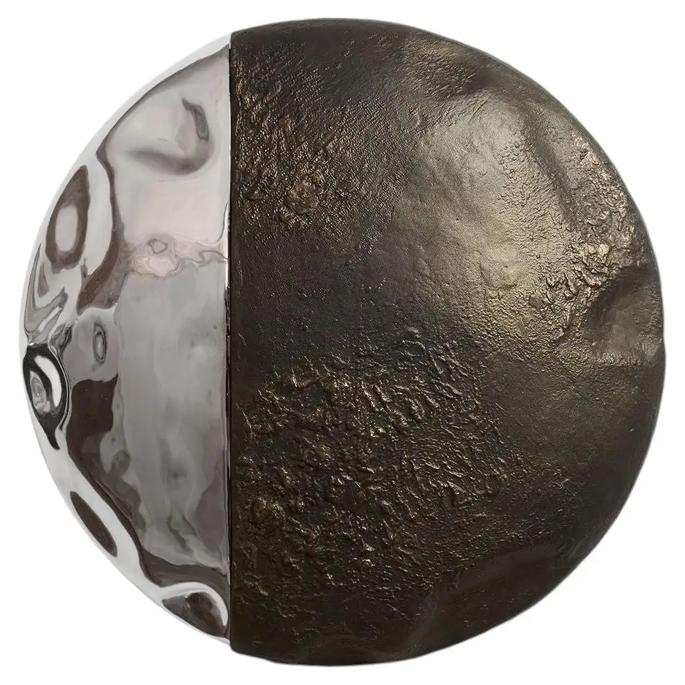 Couplet I Unique Round Wall Mirror in Plated Cast Aluminum by Studio Ayse Demir 1