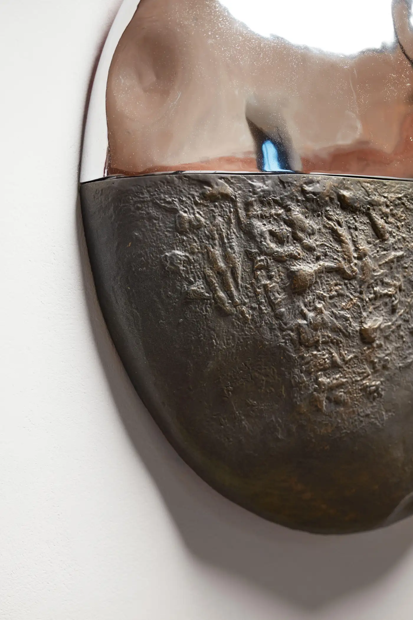 Couplet I Unique Round Wall Mirror in Plated Cast Aluminum by Studio Ayse Demir 5