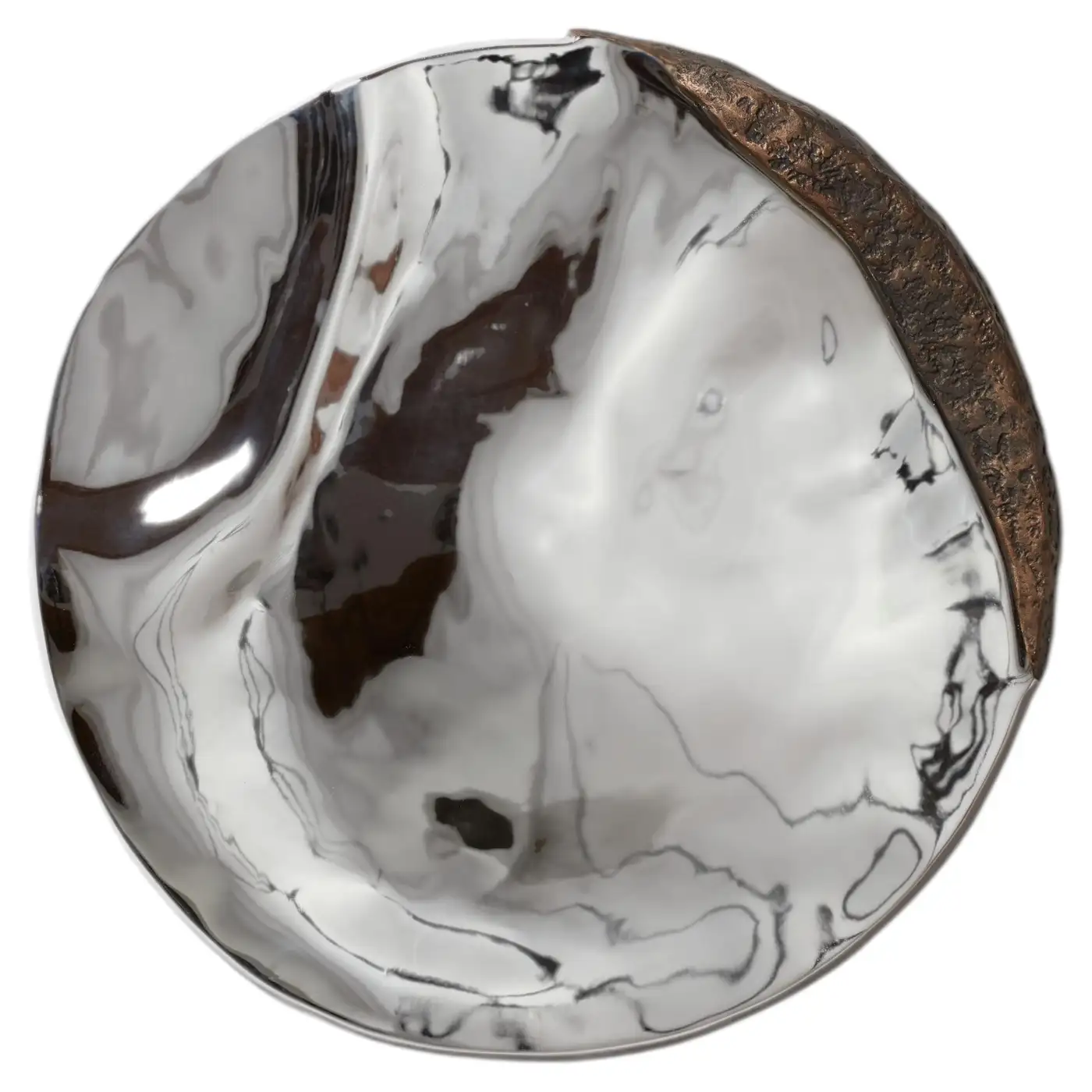 Gala 72 Unique Round Wall Mirror in Plated Cast Aluminum by Studio Ayse Demir 1
