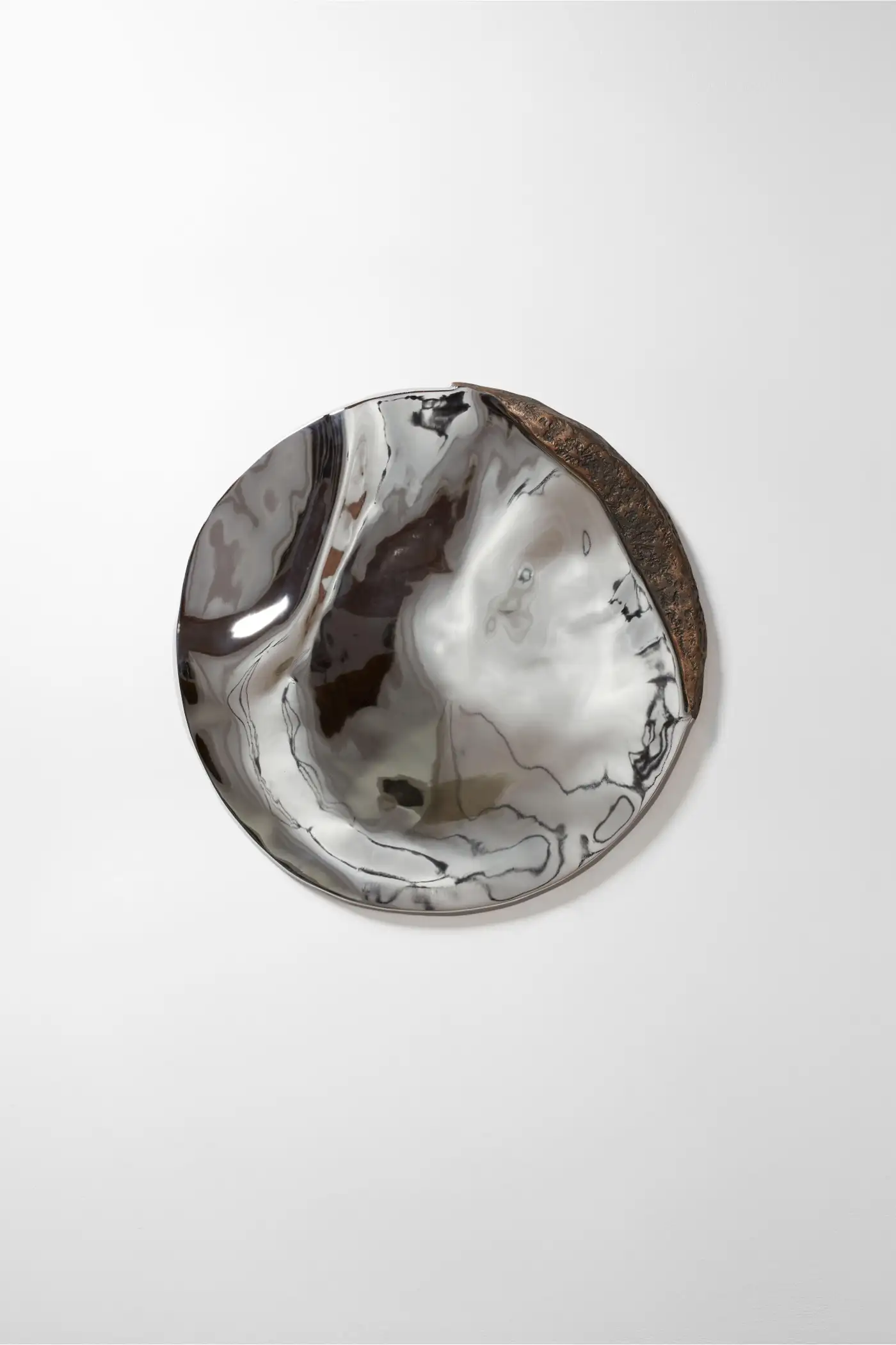 Gala 72 Unique Round Wall Mirror in Plated Cast Aluminum by Studio Ayse Demir 2