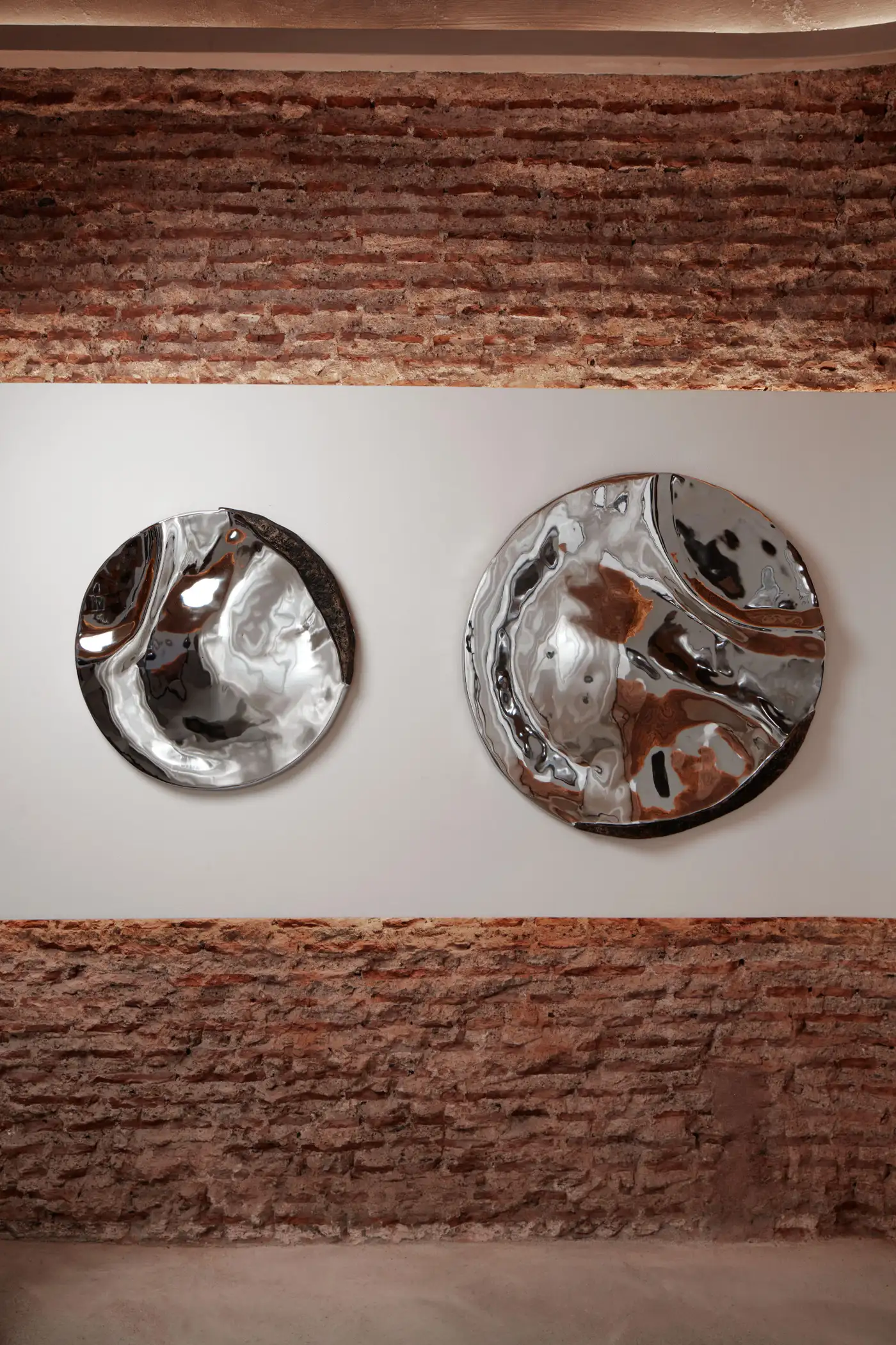 Gala 72 Unique Round Wall Mirror in Plated Cast Aluminum by Studio Ayse Demir 3