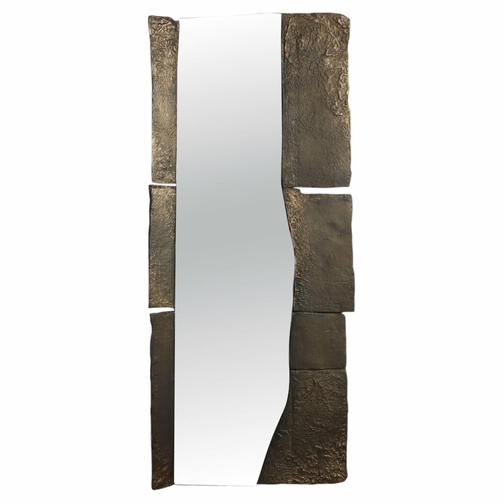 Ma Unique Rectangular Wall Mirror in Plated Cast Aluminum by Studio Ayse Demir 1