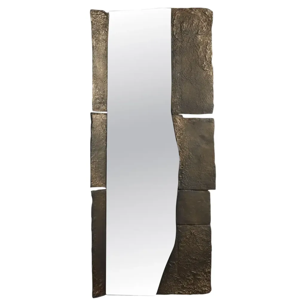 Ma Unique Rectangular Wall Mirror in Plated Cast Aluminum by Studio Ayse Demir 1