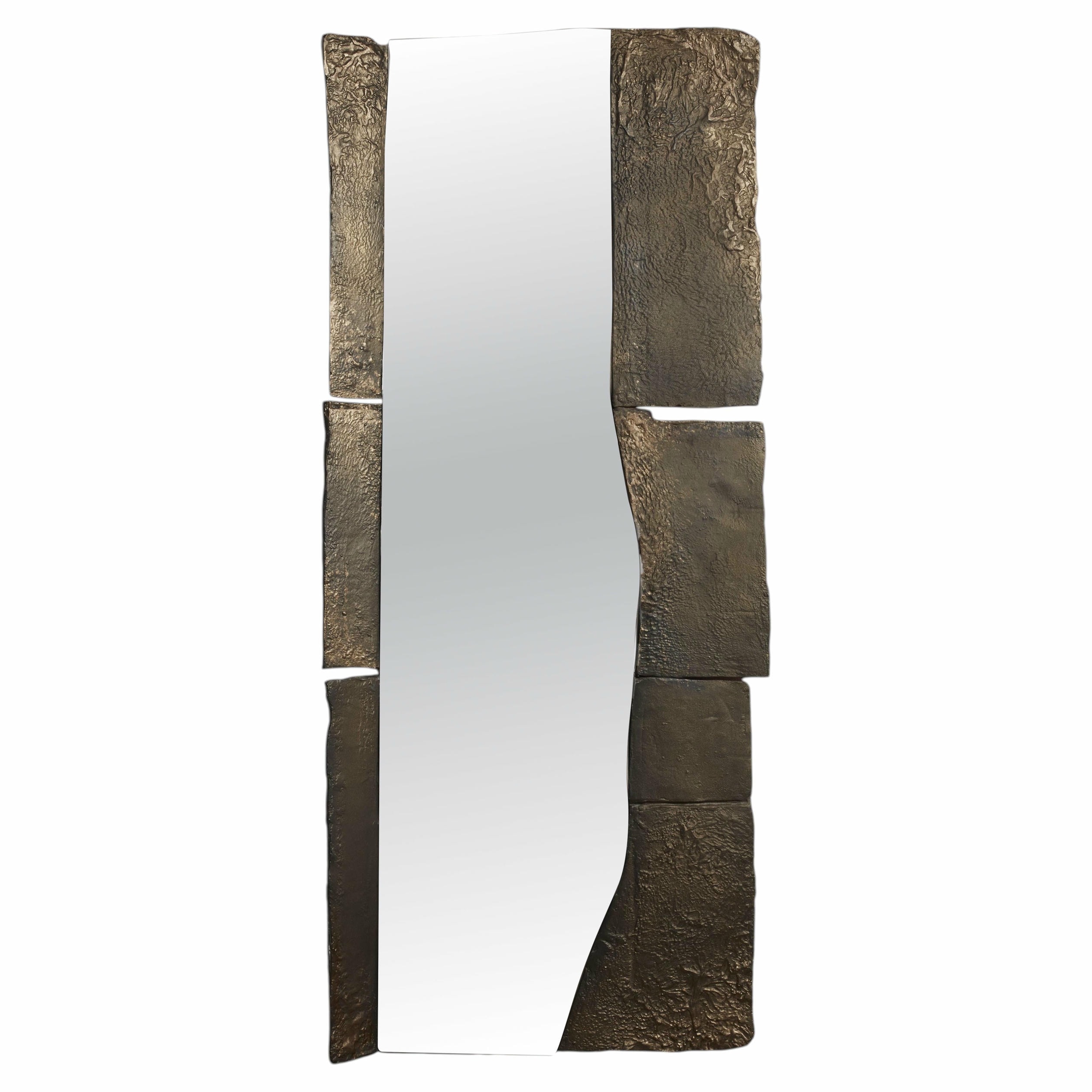 Ma Unique Rectangular Wall Mirror in Plated Cast Aluminum by Studio Ayse Demir 1