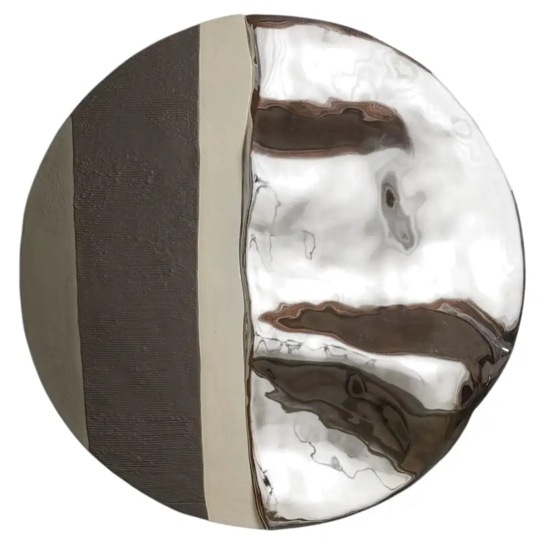 Mime II Unique Round Wall Mirror in Plated Cast Aluminum by Studio Ayse Demir 1
