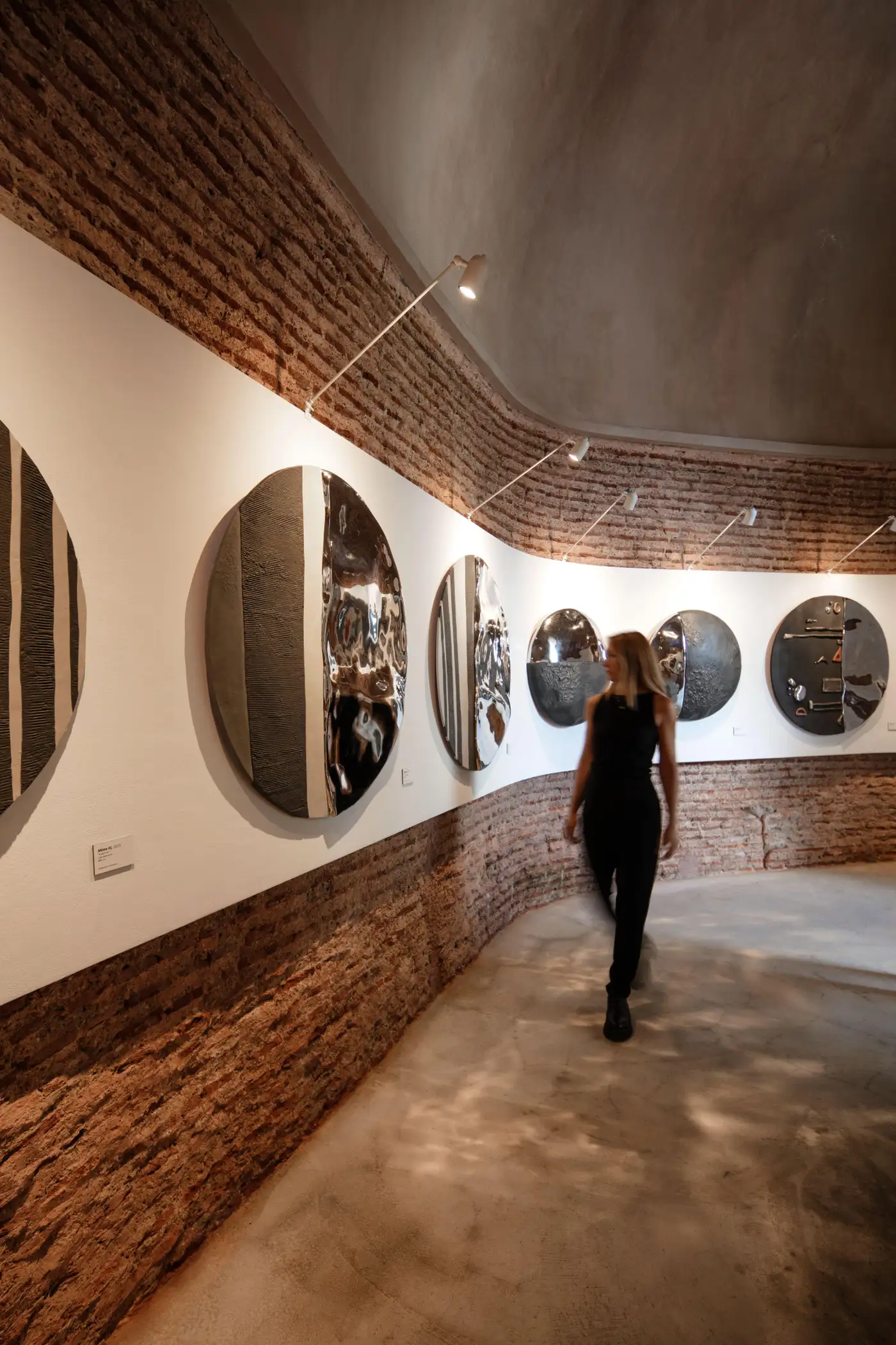 Mime II Unique Round Wall Mirror in Plated Cast Aluminum by Studio Ayse Demir 4