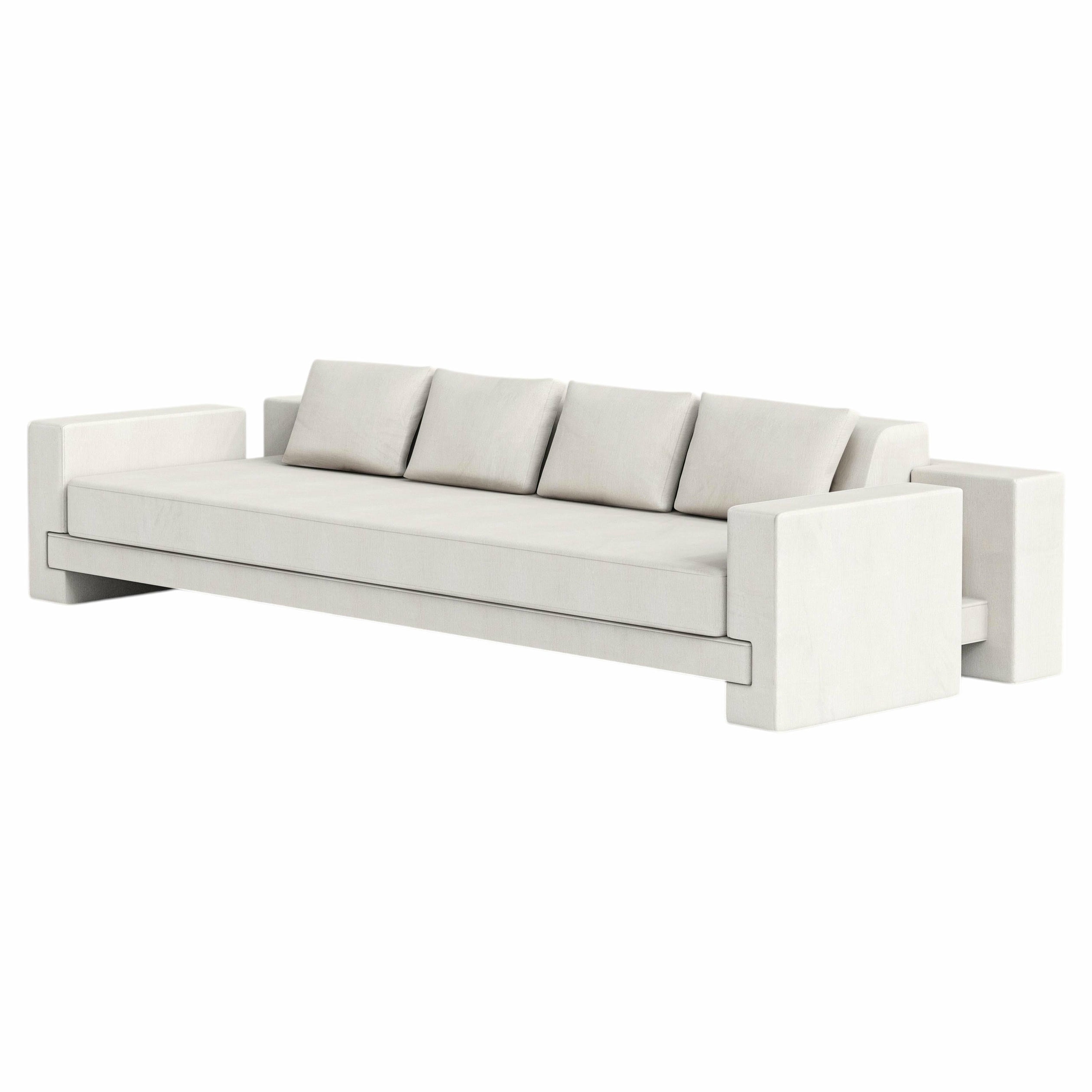 Odysseus Fully Upholstered Sofa in White Linen Fabric by OZA Design 1