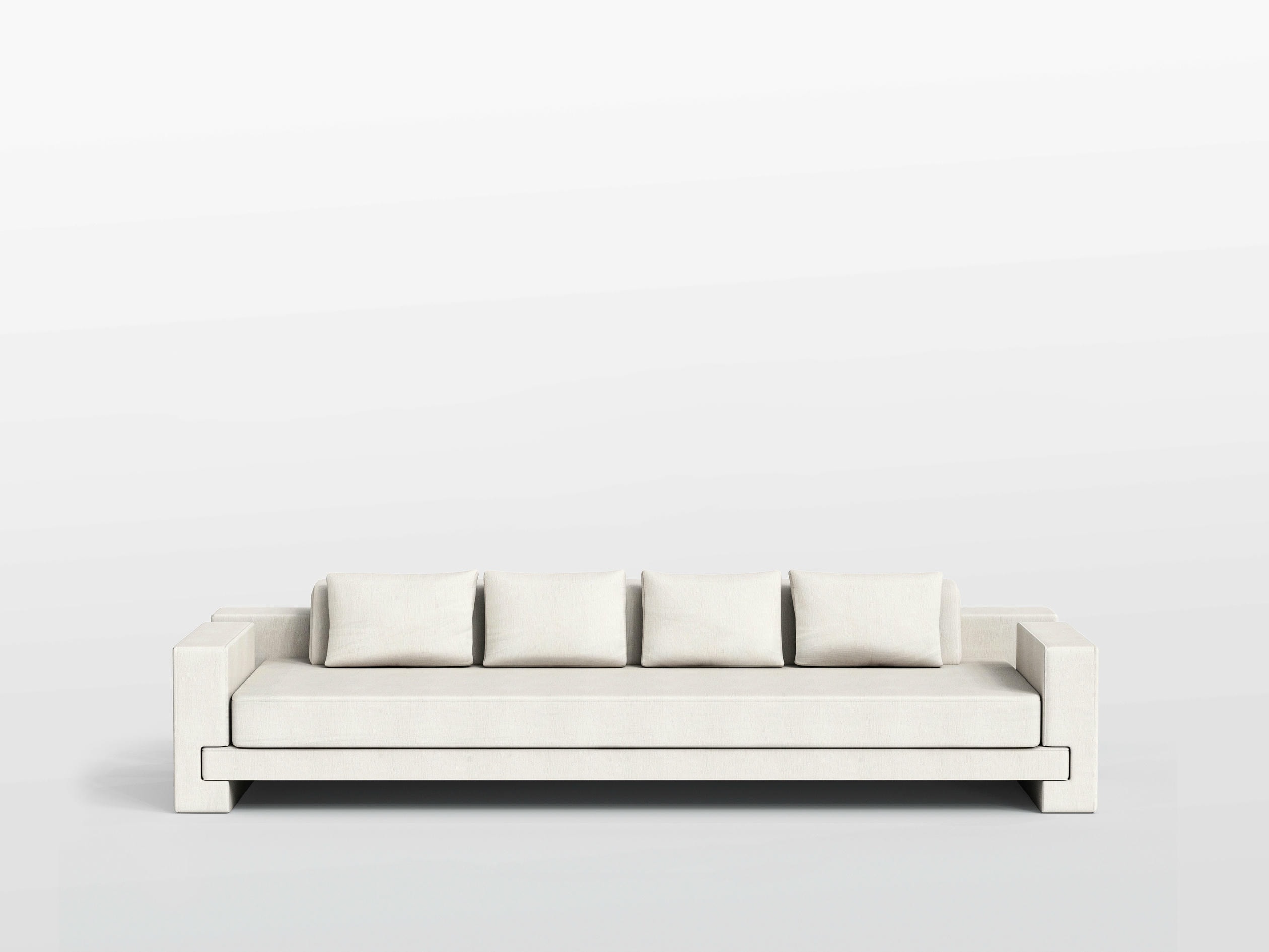 Odysseus Fully Upholstered Sofa in White Linen Fabric by OZA Design 2